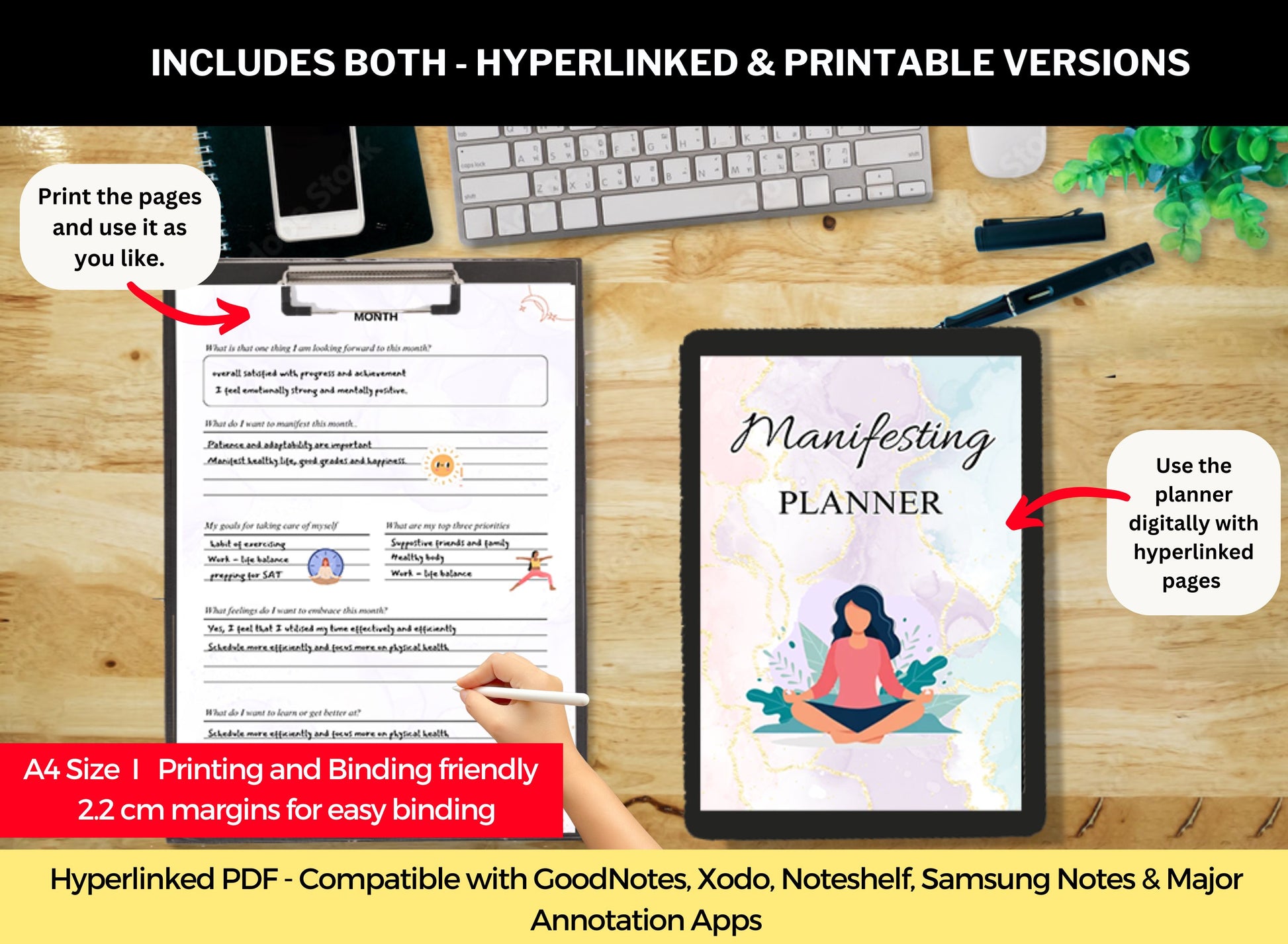 manifestation planner for ipad, desktop, printable