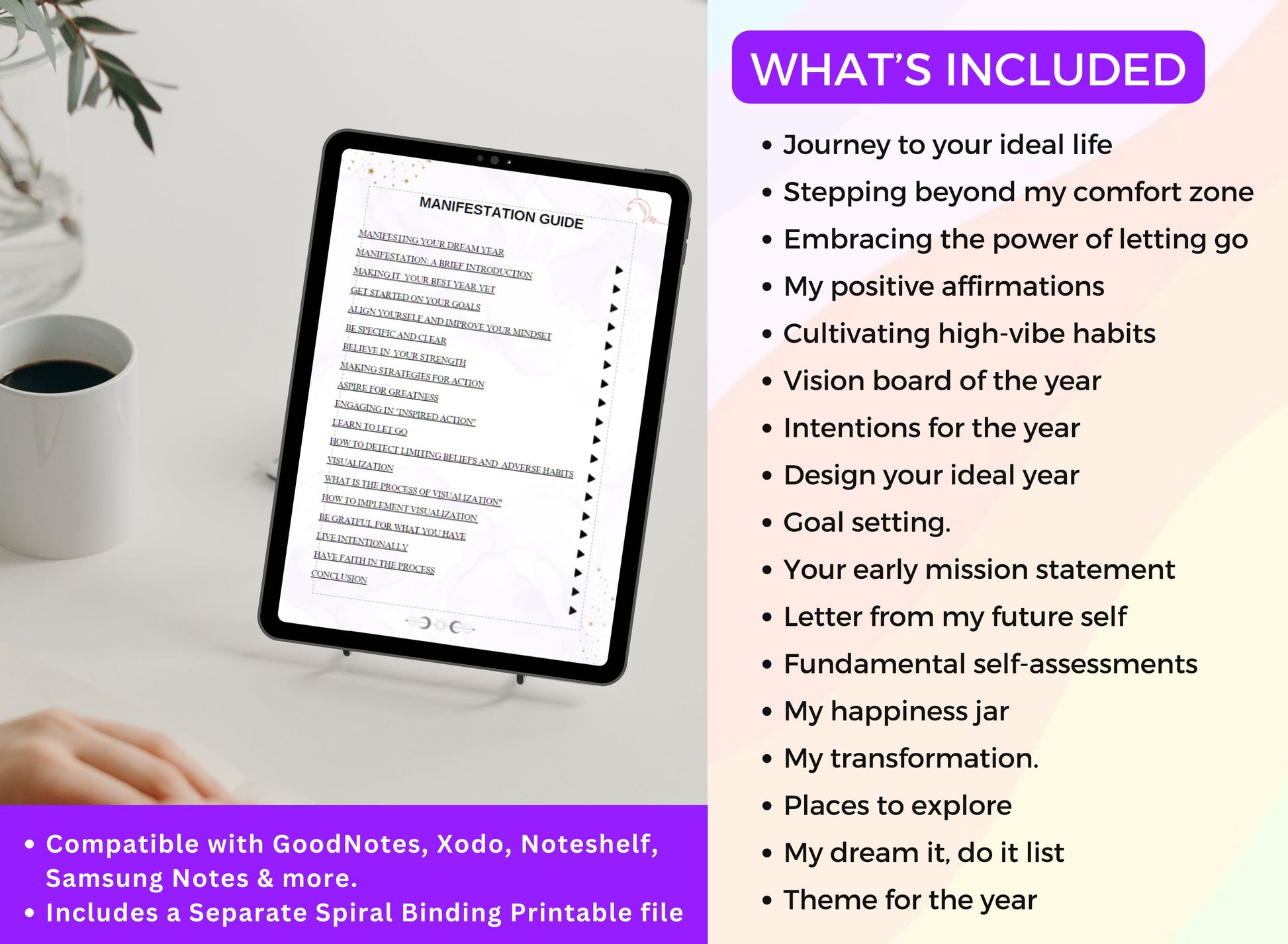 manifestation planner for ipad, desktop, printable