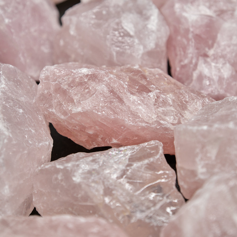 Close-up of pink crystal rocks with a soft focus background