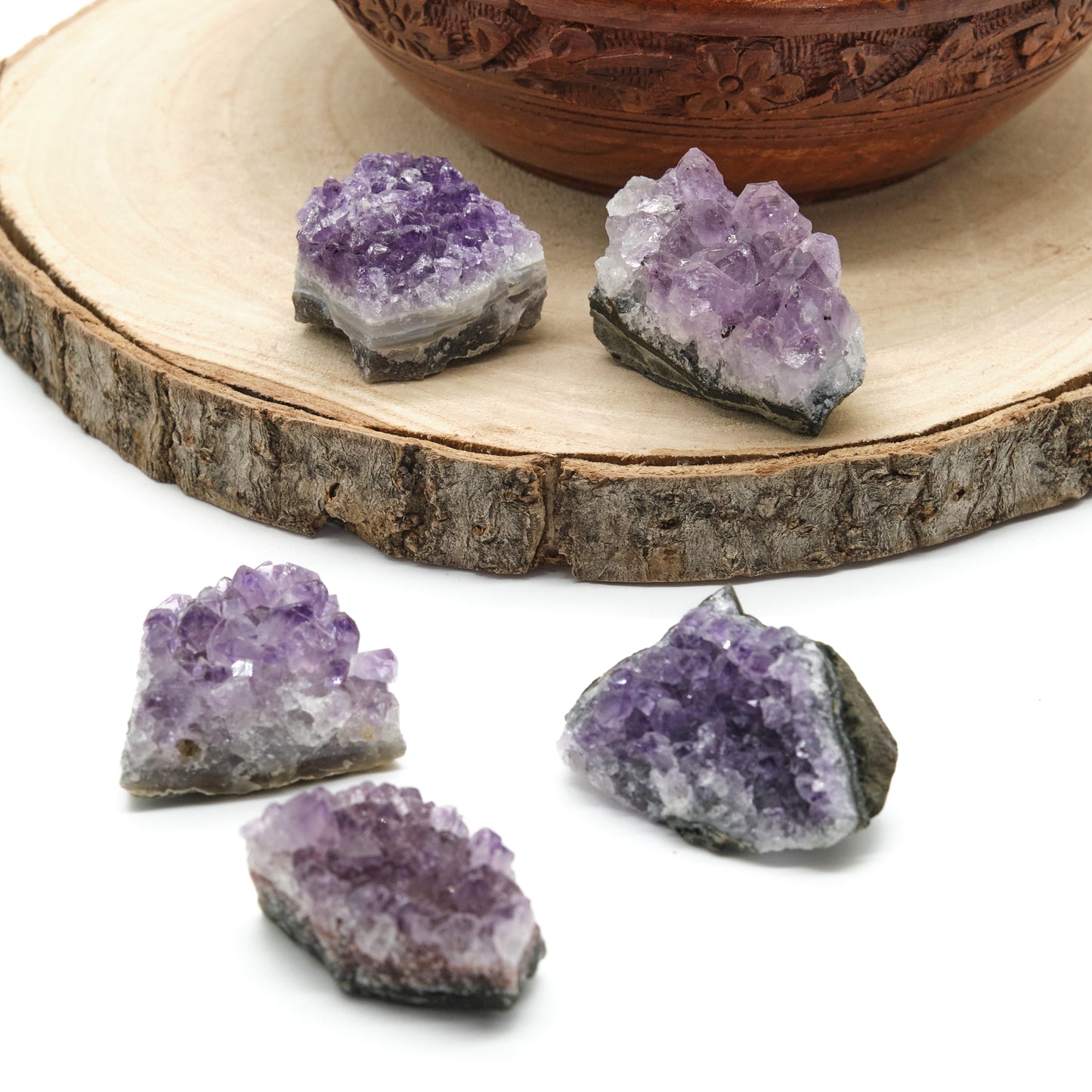 small amethyst cluster geodes druze ceystals purple stone