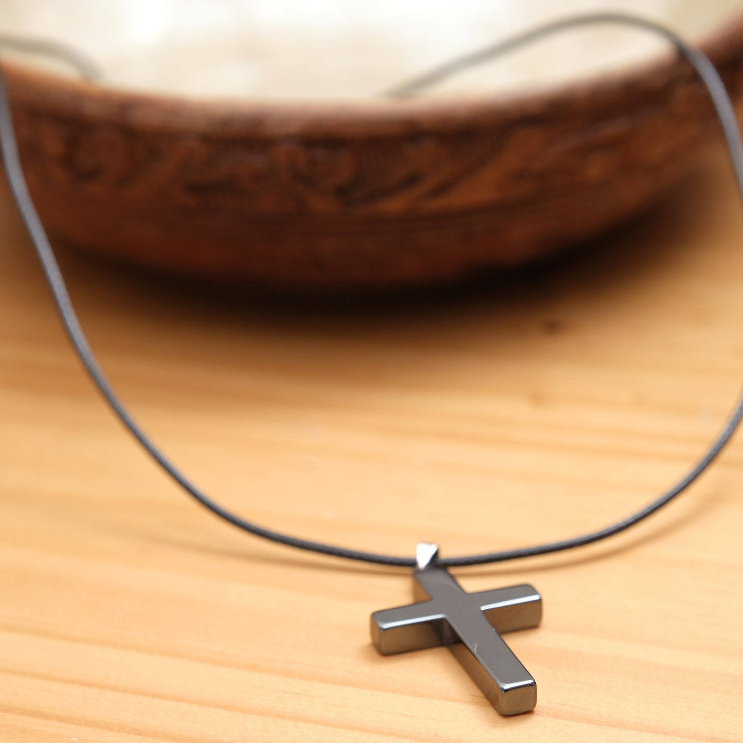Hematite Cross Necklace  Pure Serenity