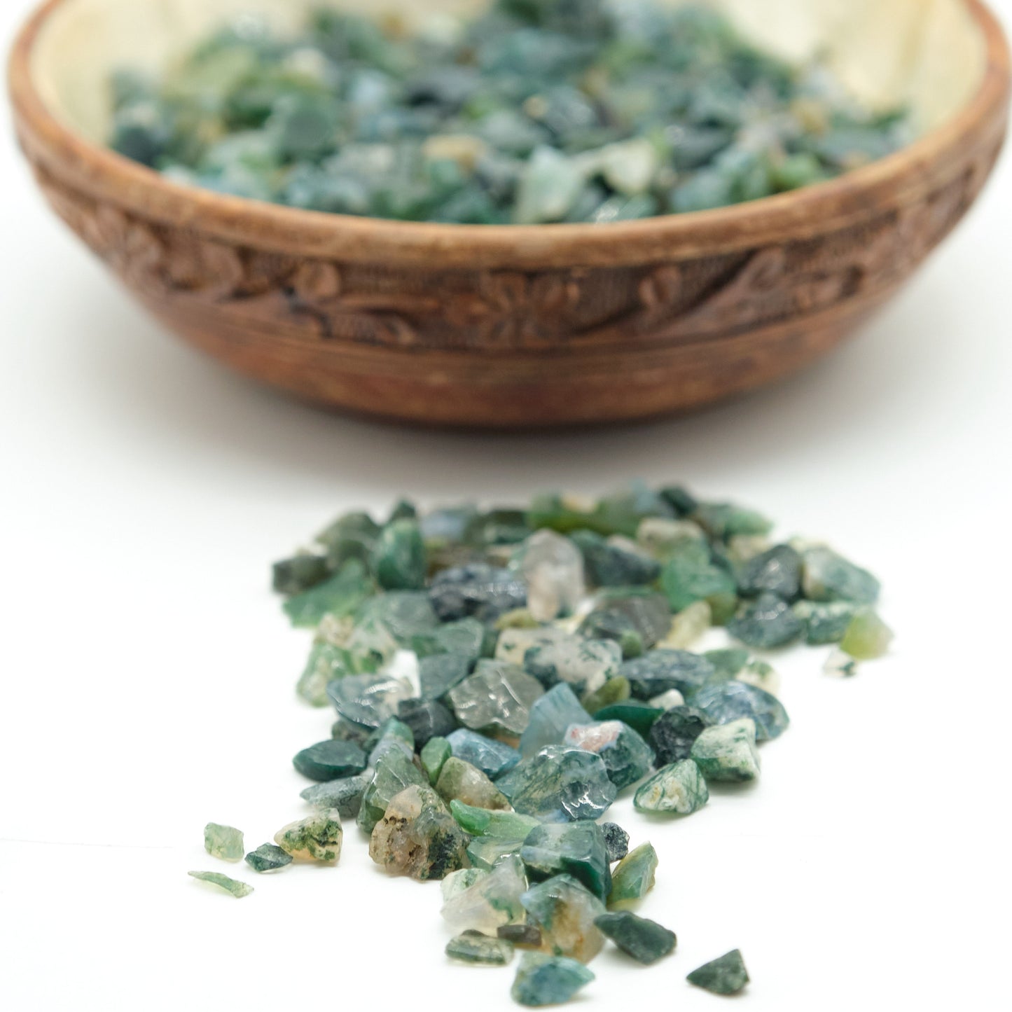 Moss Agate Crystal Chips 2-10mm Undrilled  Pure Serenity