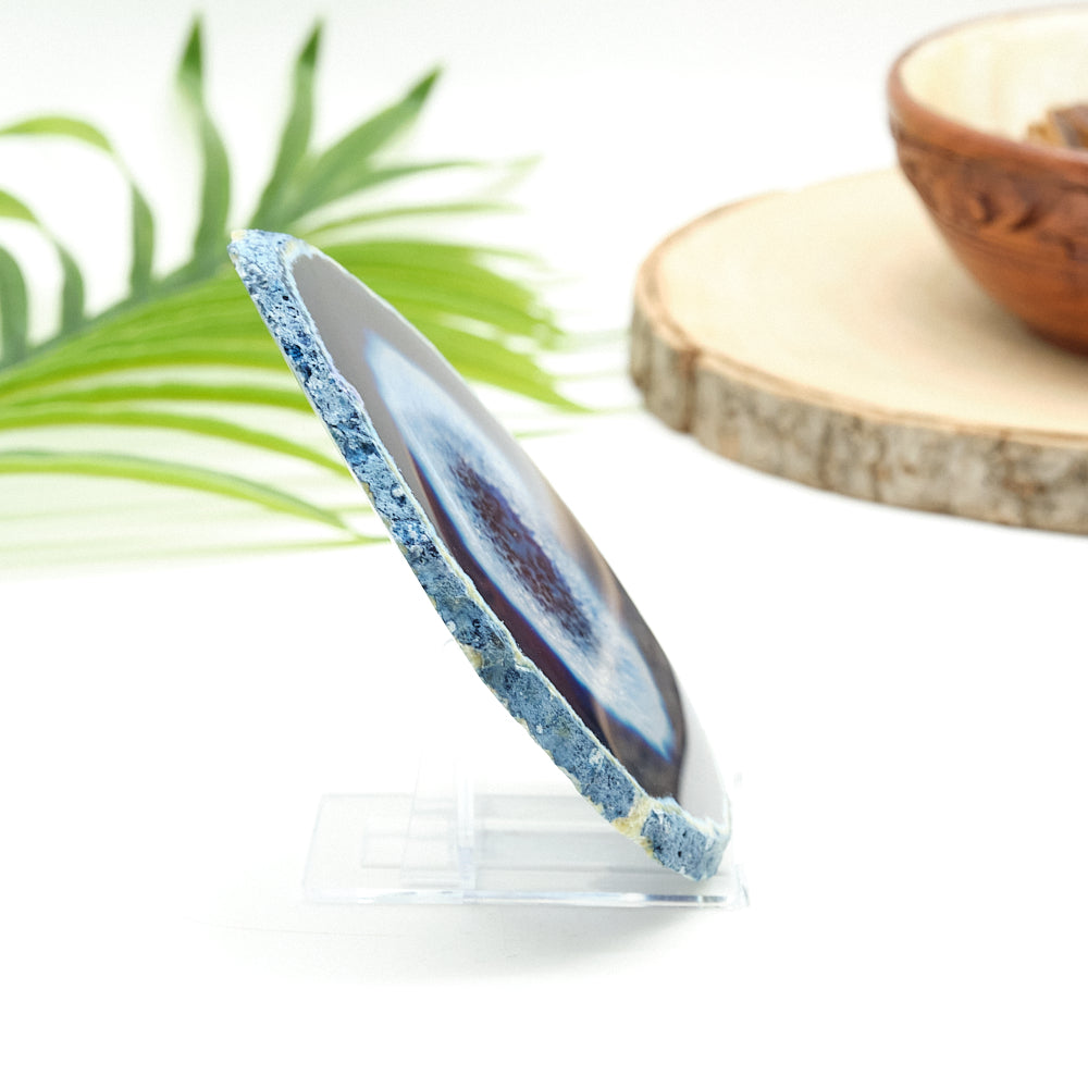 Large Blue Agate Slice With Stand 5 x 4 inches