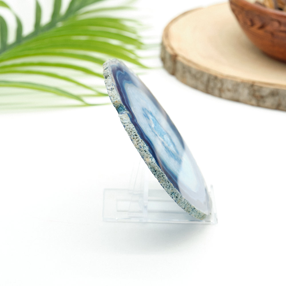 Large Blue Agate Slice With Stand 4.5 x 4 inches