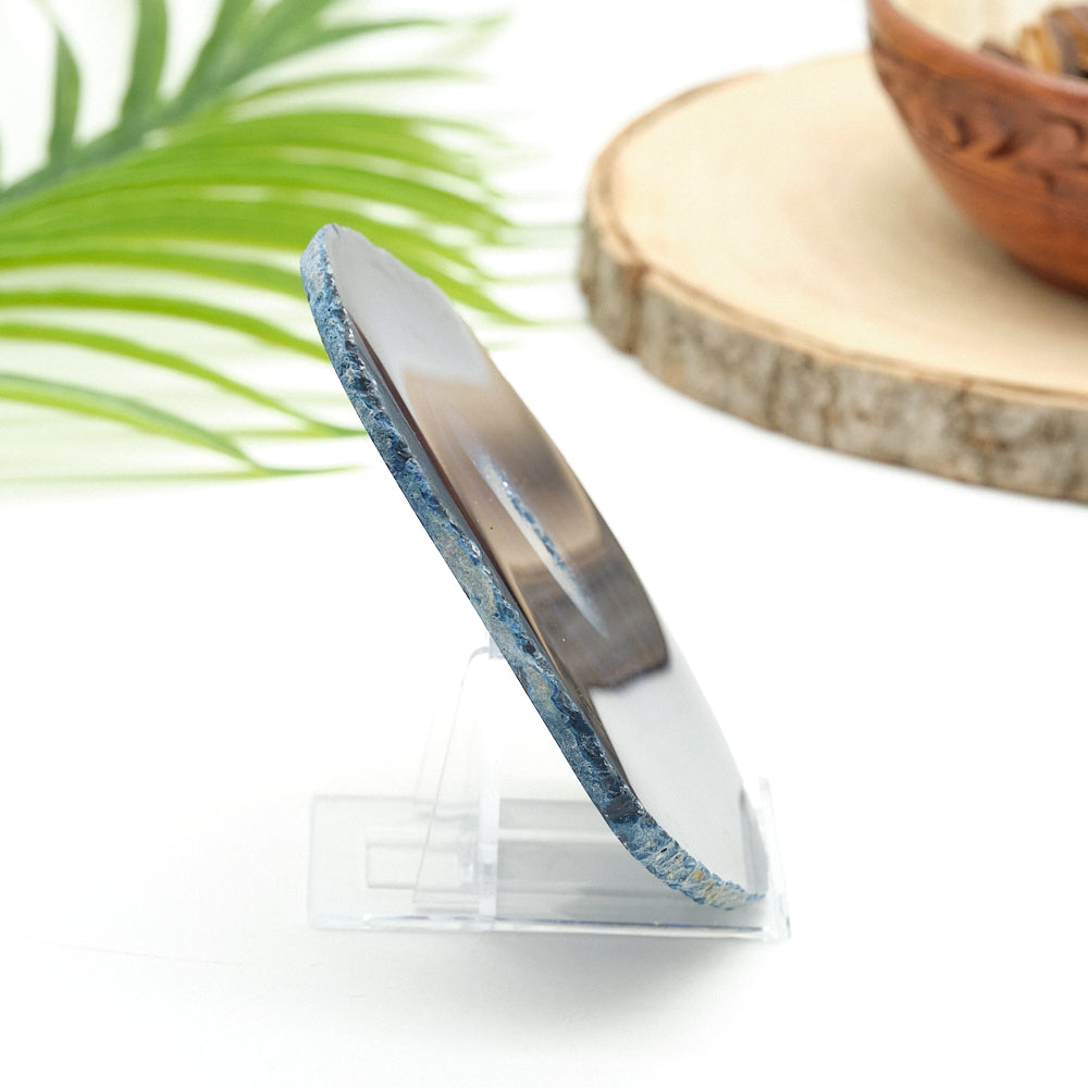 Large Blue Agate Slice With Stand 4.5 x 4 inches