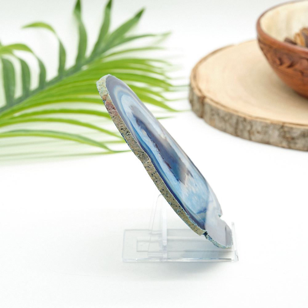 Large Blue Agate Slice With Stand 5 x 4 inch