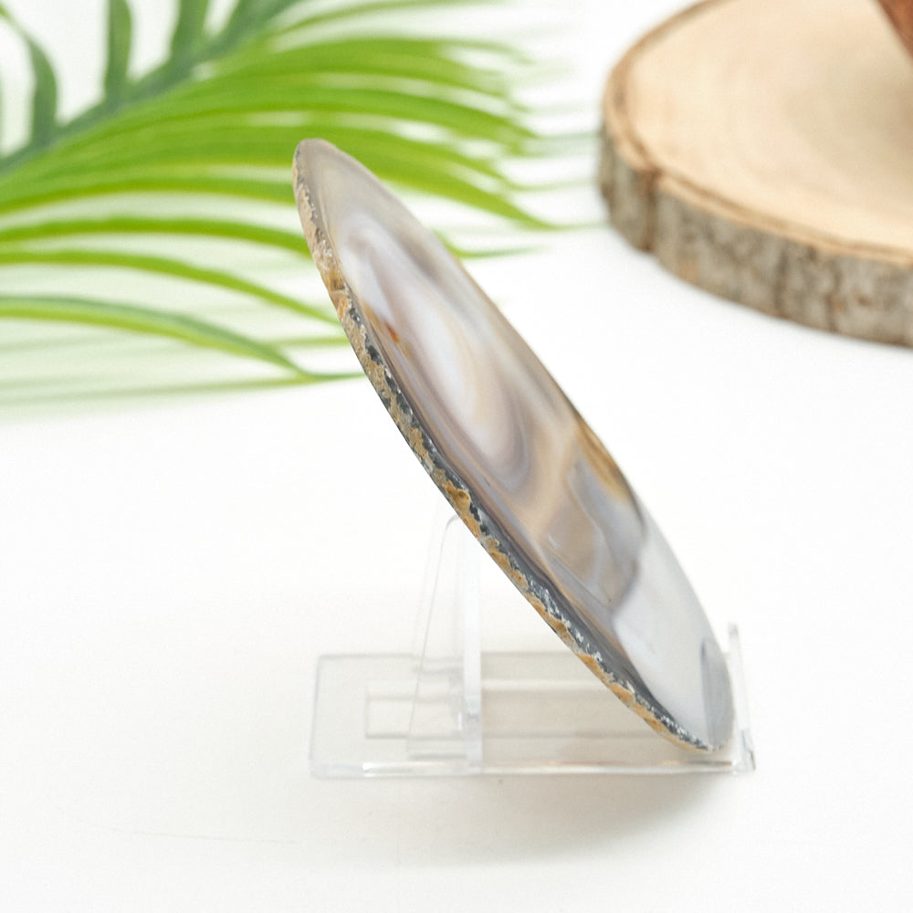 Large Natural Agate Slice With Stand 4.5 x 4 Inches