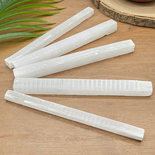 5 selenite sticks raw natural crystal wand