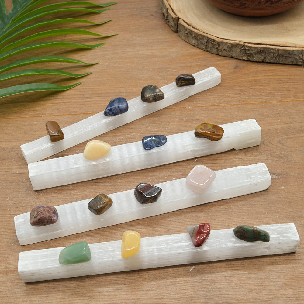 4 selenite sticks raw natural crystal wand with gemstones