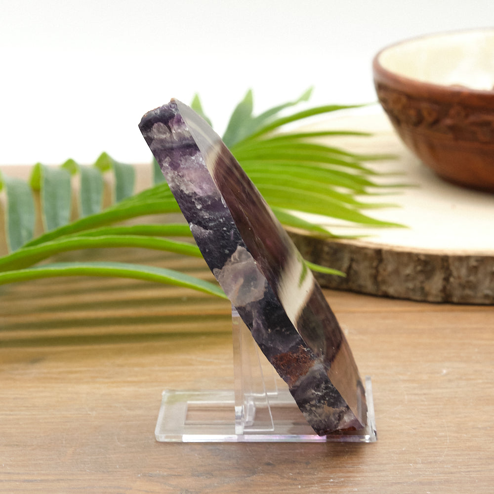 Purple and Green Fluorite Slice With Stand