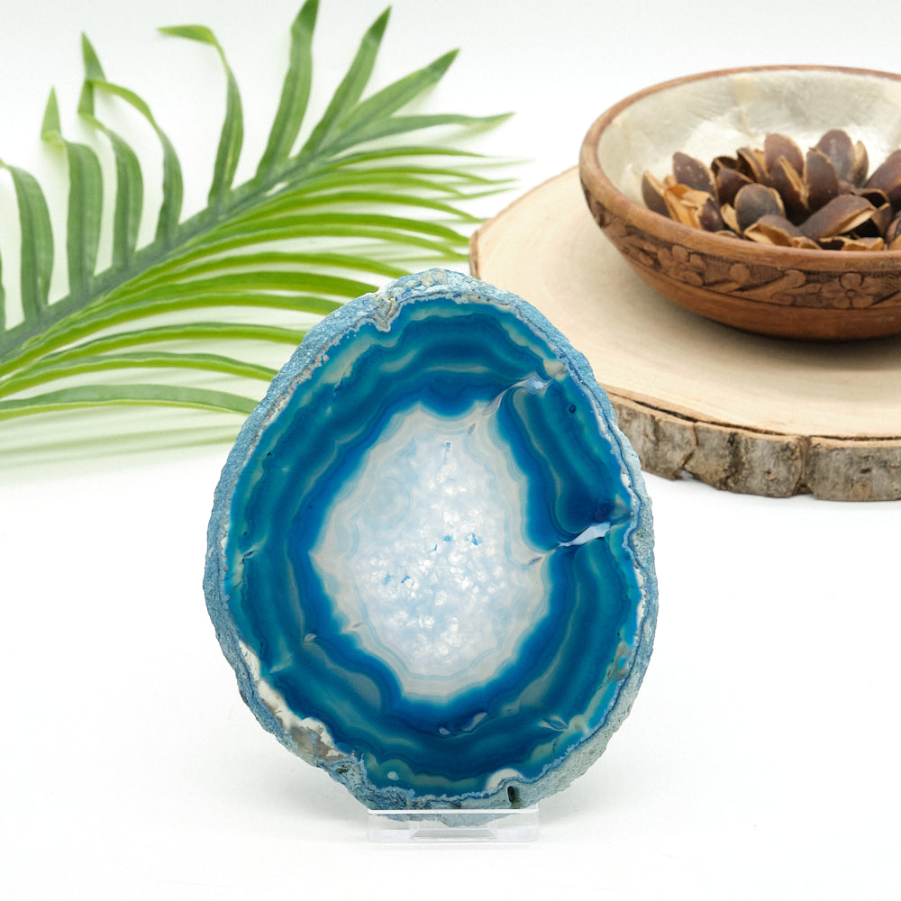 large blue and white agate slice