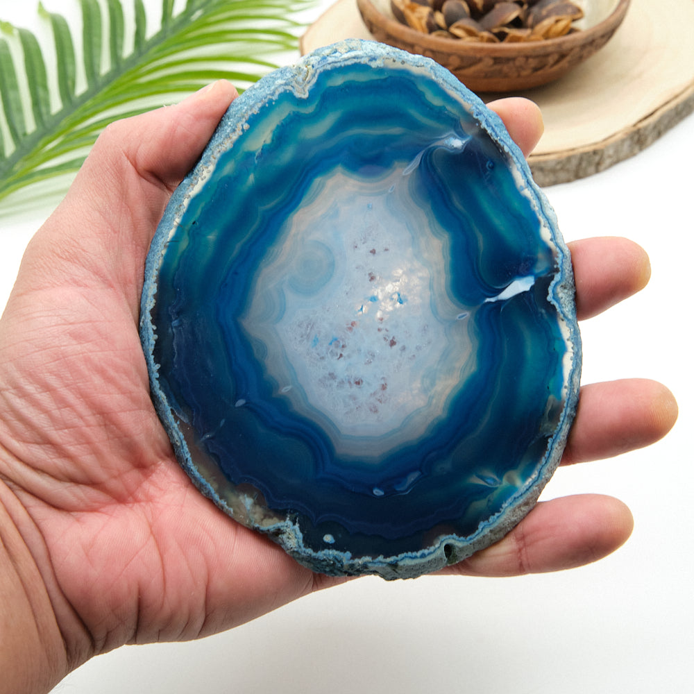 Large Blue Agate Slice With Stand 5 x 4 inches