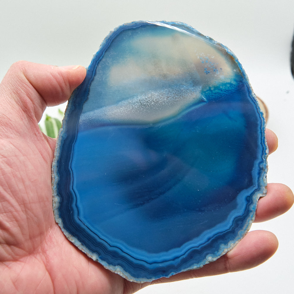 Large Blue Agate Slice With Stand 5.5 x 4 inches