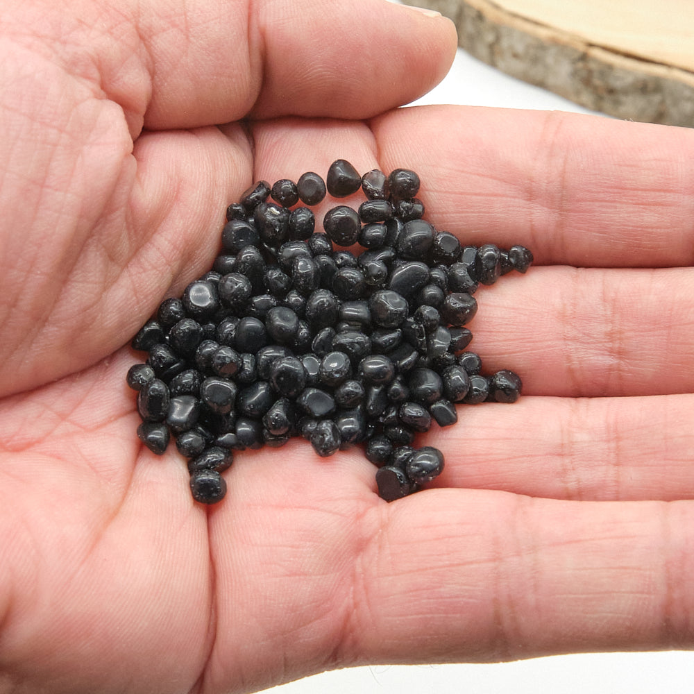 Black Obsidian Crystal Chips 3-6mm Undrilled