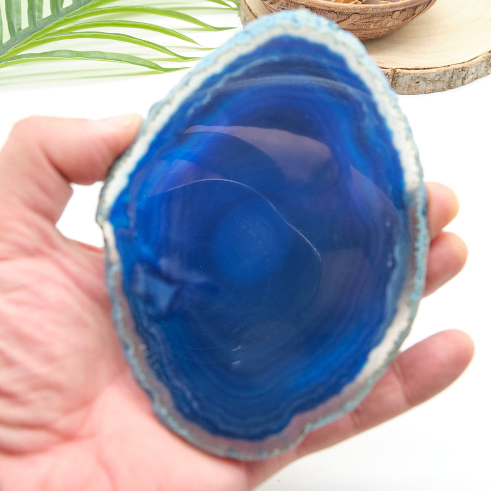 Large Blue Agate Slice With Stand 5 x 4 inches