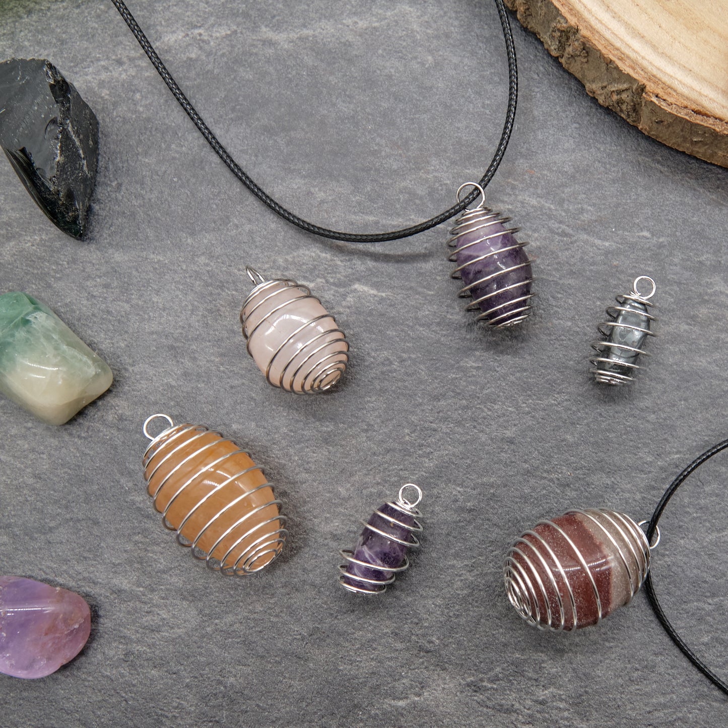 Silver Plated Spiral Cages Crystal Stone Holder  Pure Serenity