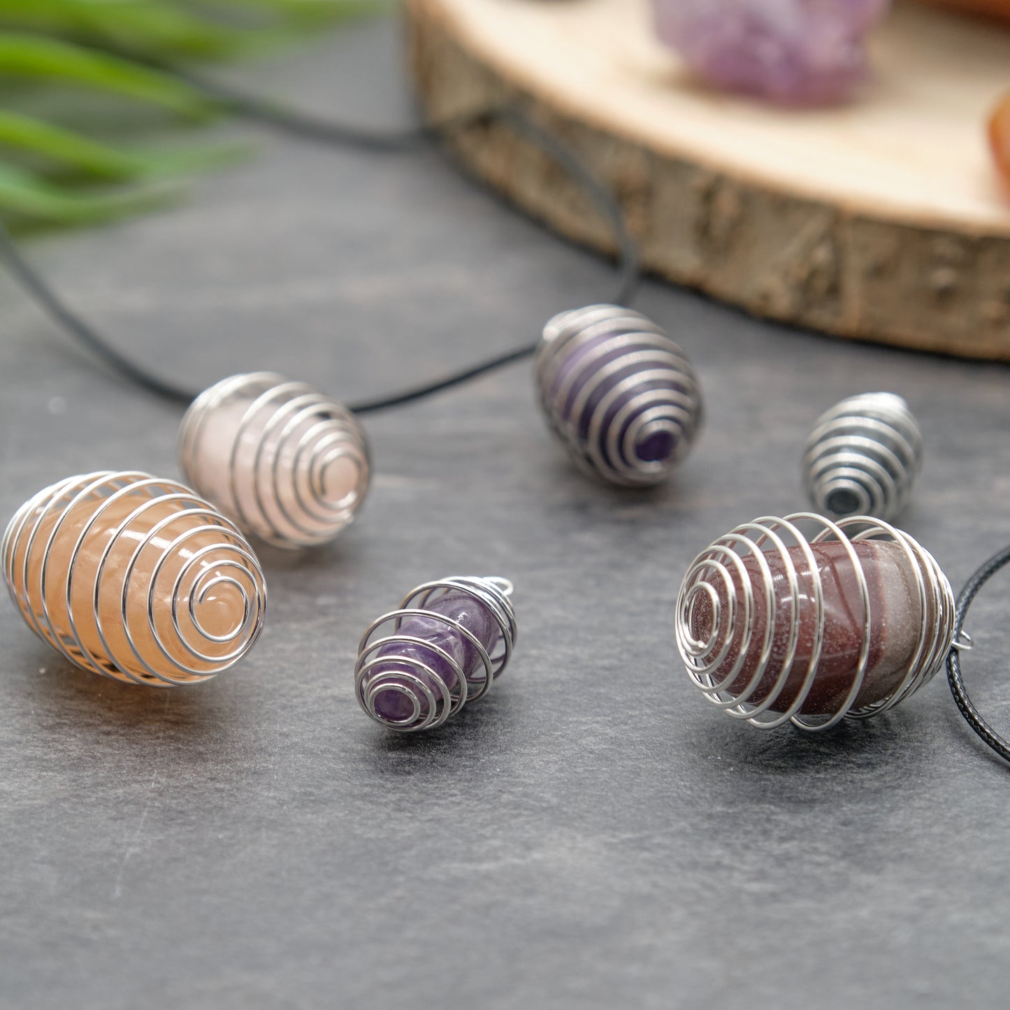 Silver Plated Spiral Cages Crystal Stone Holder  Pure Serenity