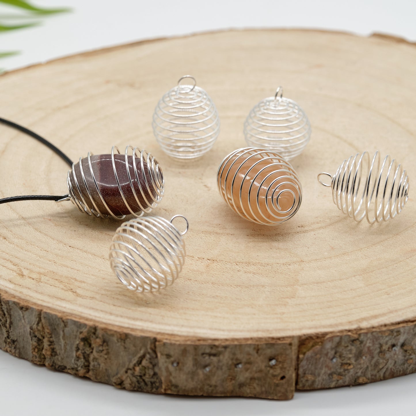 Silver Plated Spiral Cages Crystal Stone Holder  Pure Serenity