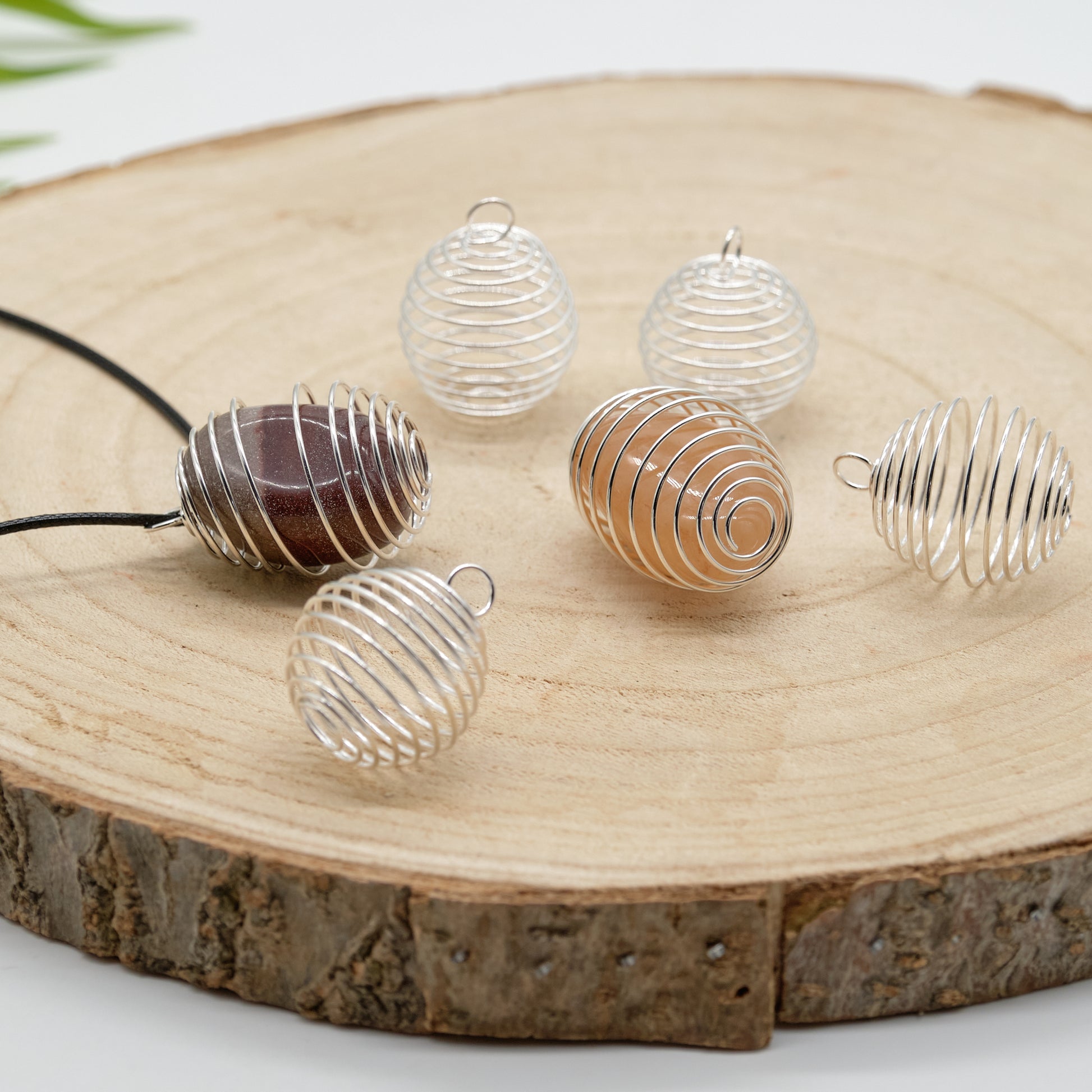 Silver Plated Spiral Cages Crystal Stone Holder  Pure Serenity