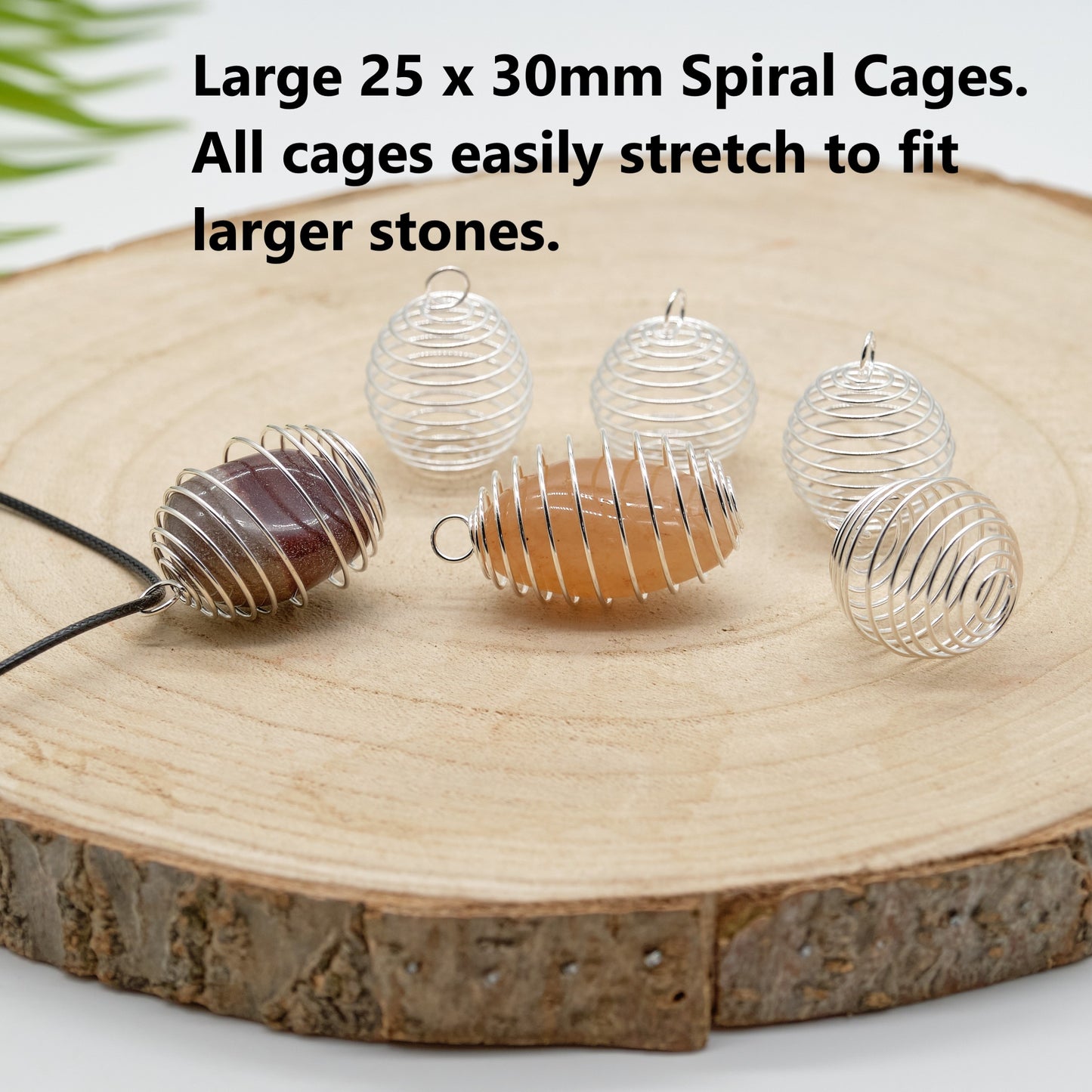 Silver Plated Spiral Cages Crystal Stone Holder  Pure Serenity Large 25 x 30mm 10