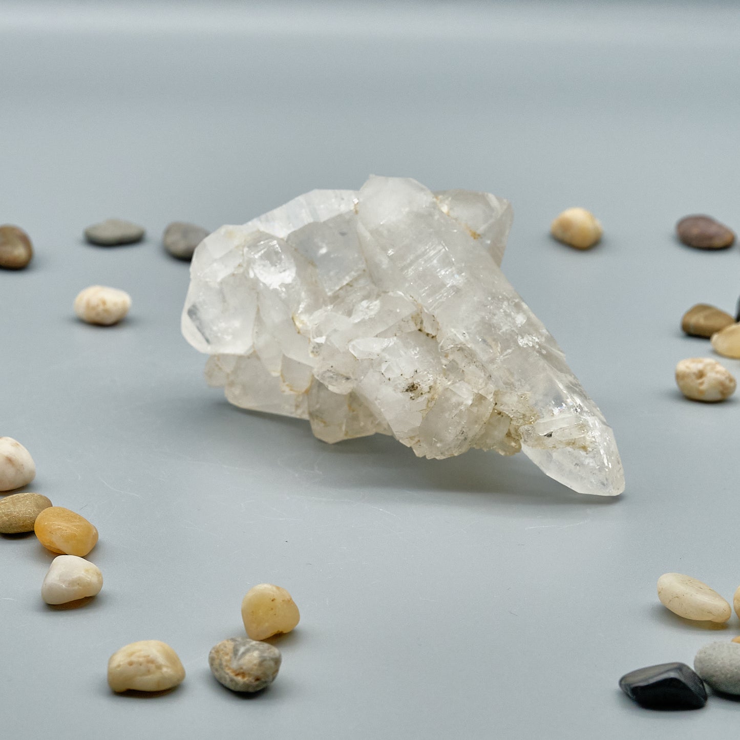 large clear quartz crystal cluster