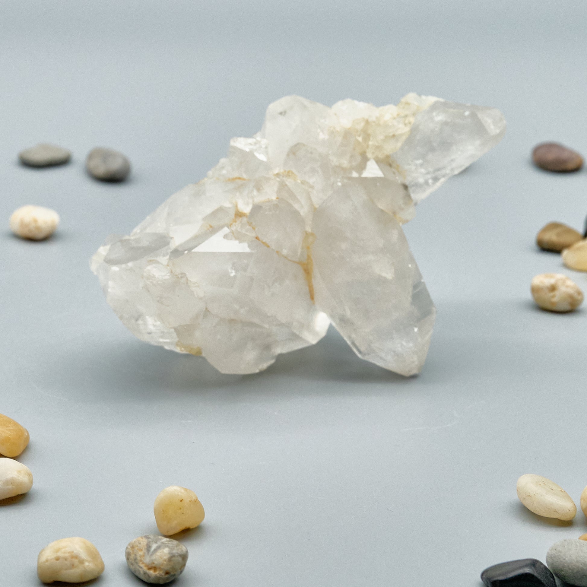 large clear quartz crystal cluster