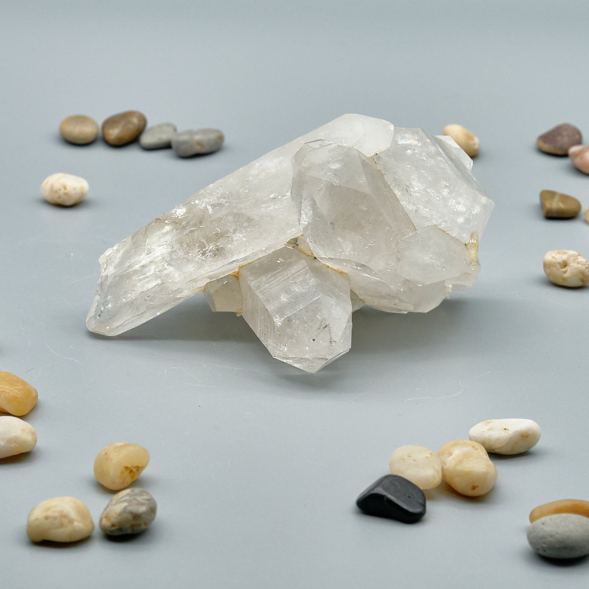 large clear quartz crystal cluster