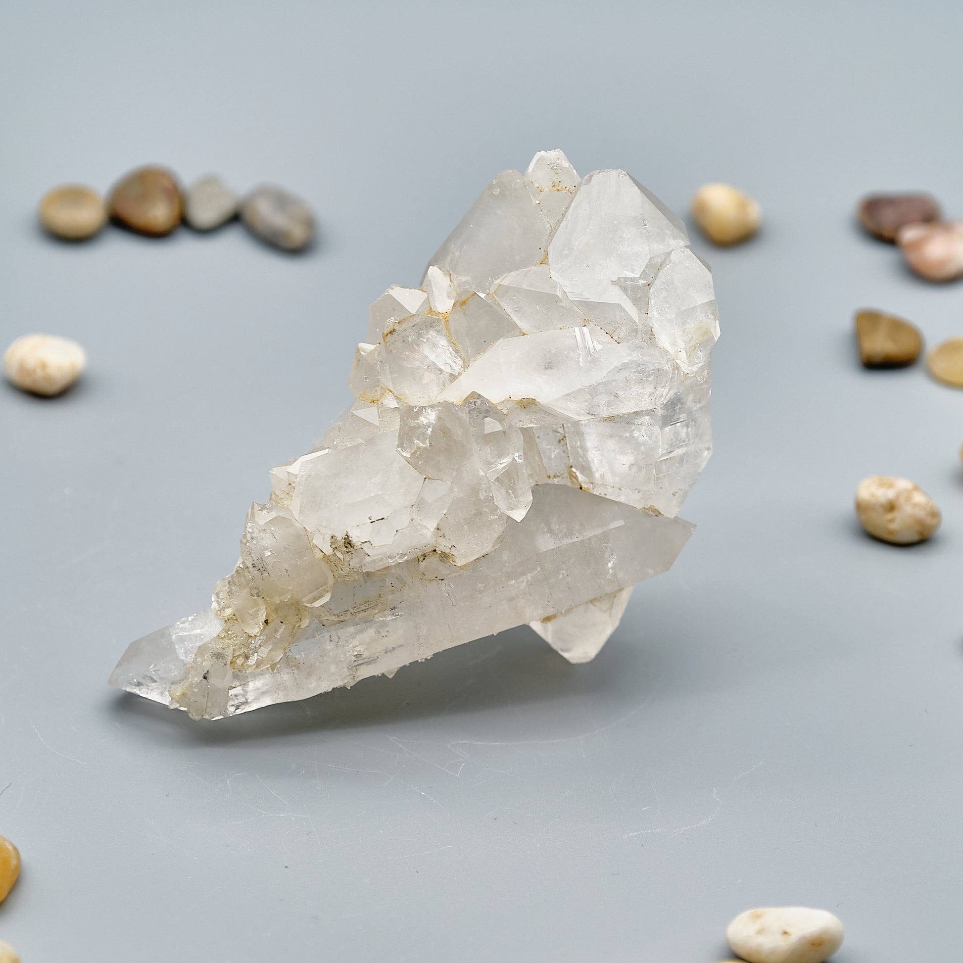 large clear quartz crystal cluster