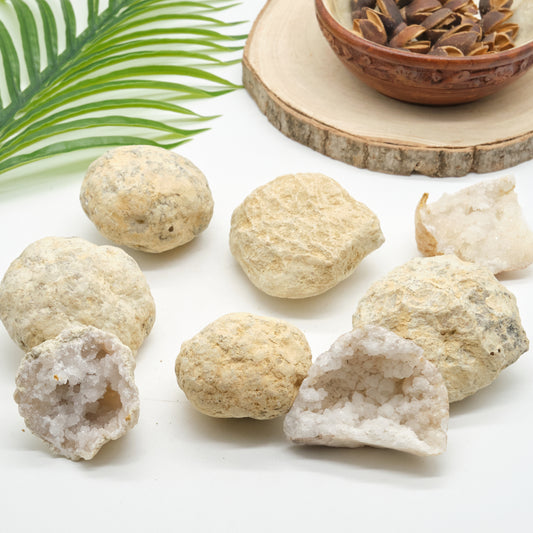 large break your own geodes with white quartz inside