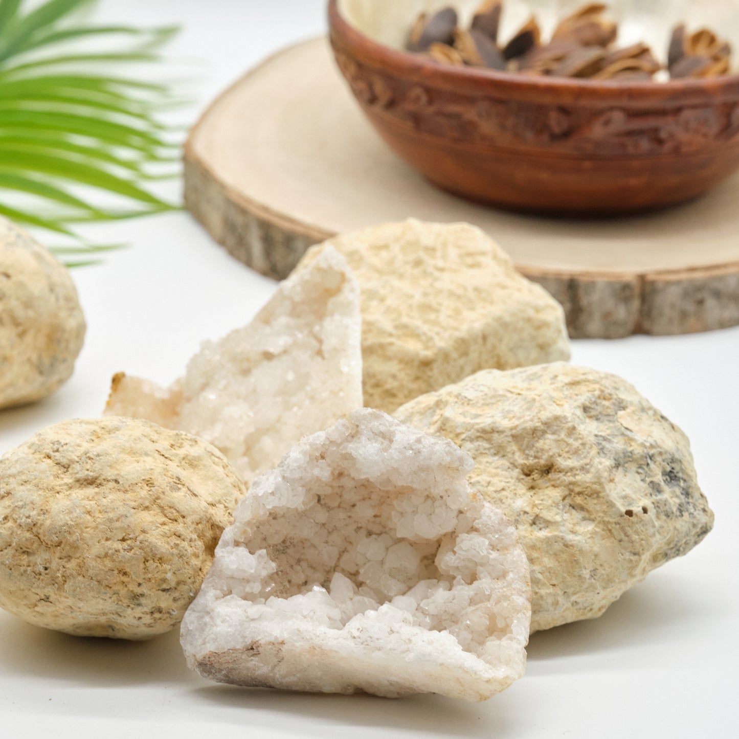 large break your own geodes with white quartz inside