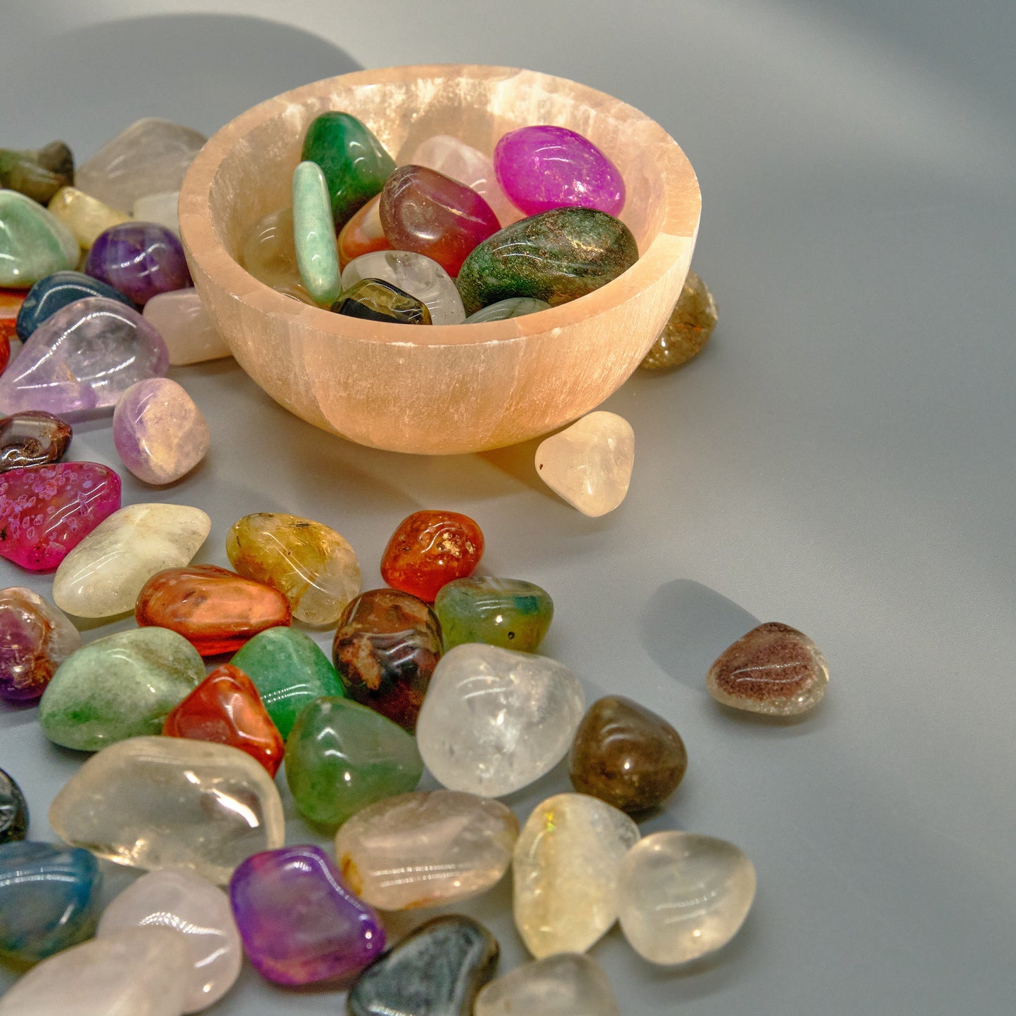 Peach Selenite Bowl 8cm  Pure Serenity With Large Crystals