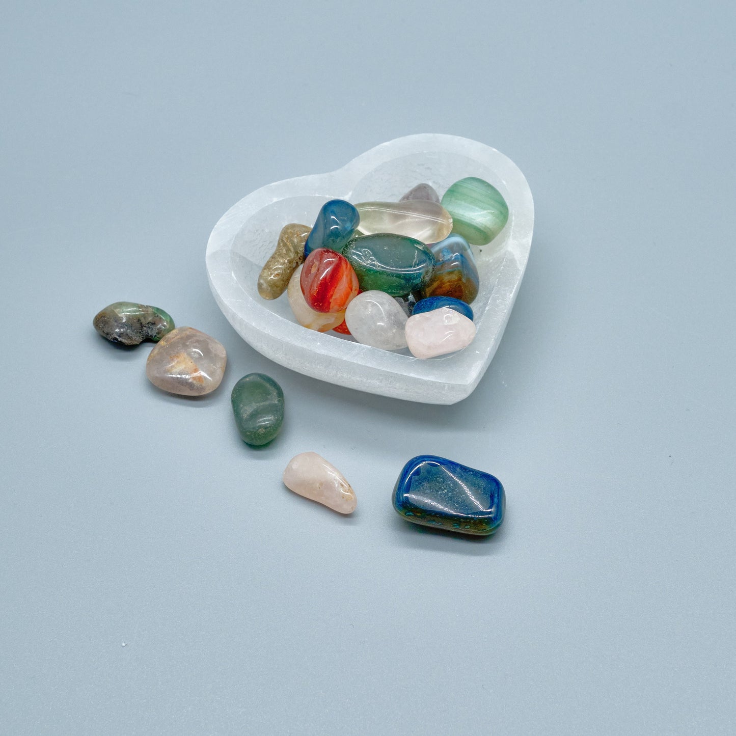 Selenite Crystal Heart Charging Bowl 10cm  Pure Serenity With Large Stones