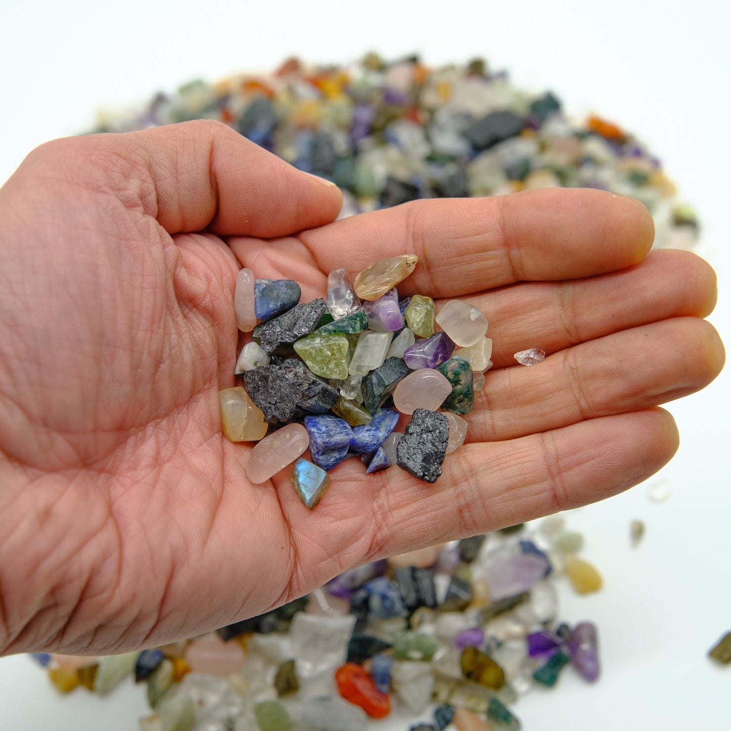 Confetti Mixed Crystal Chips 2-10mm Undrilled  Pure Serenity