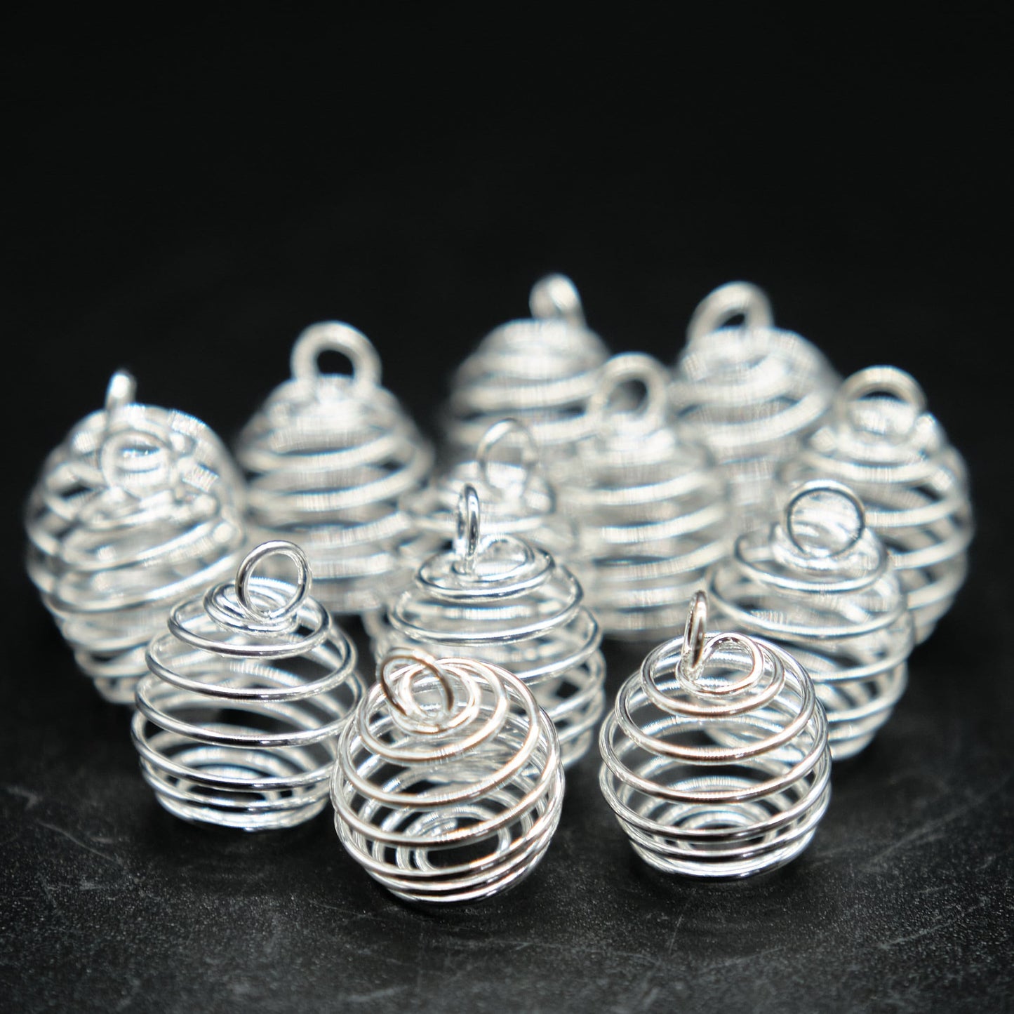 Silver Plated Spiral Cages Crystal Stone Holder  Pure Serenity