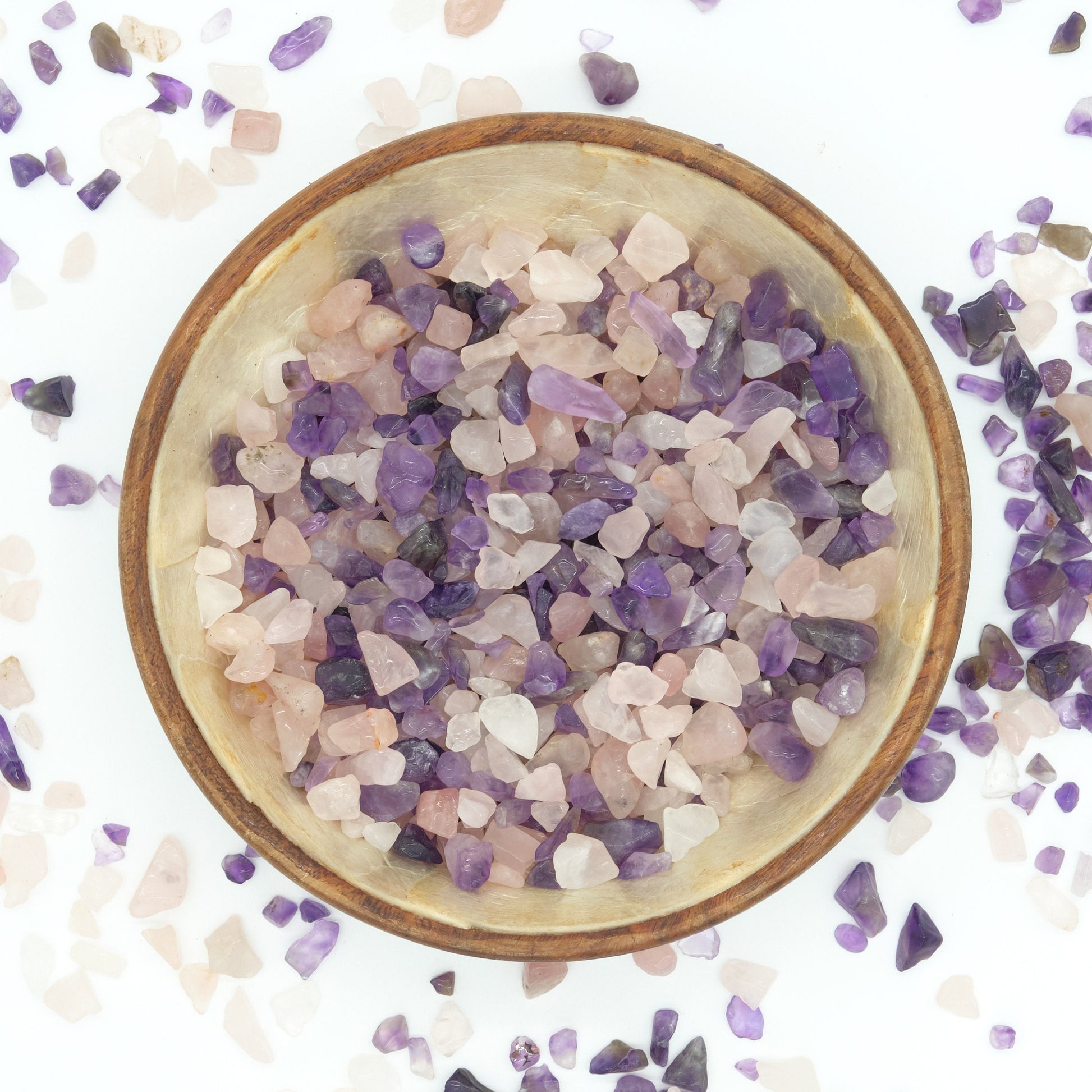 Amethyst Rose Quartz Mix Crystal Chips 4-10mm Undrilled  Pure Serenity