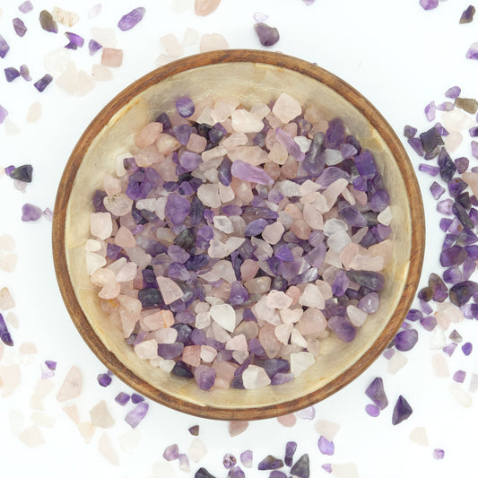 Amethyst Rose Quartz Mix Crystal Chips 4-10mm Undrilled  Pure Serenity