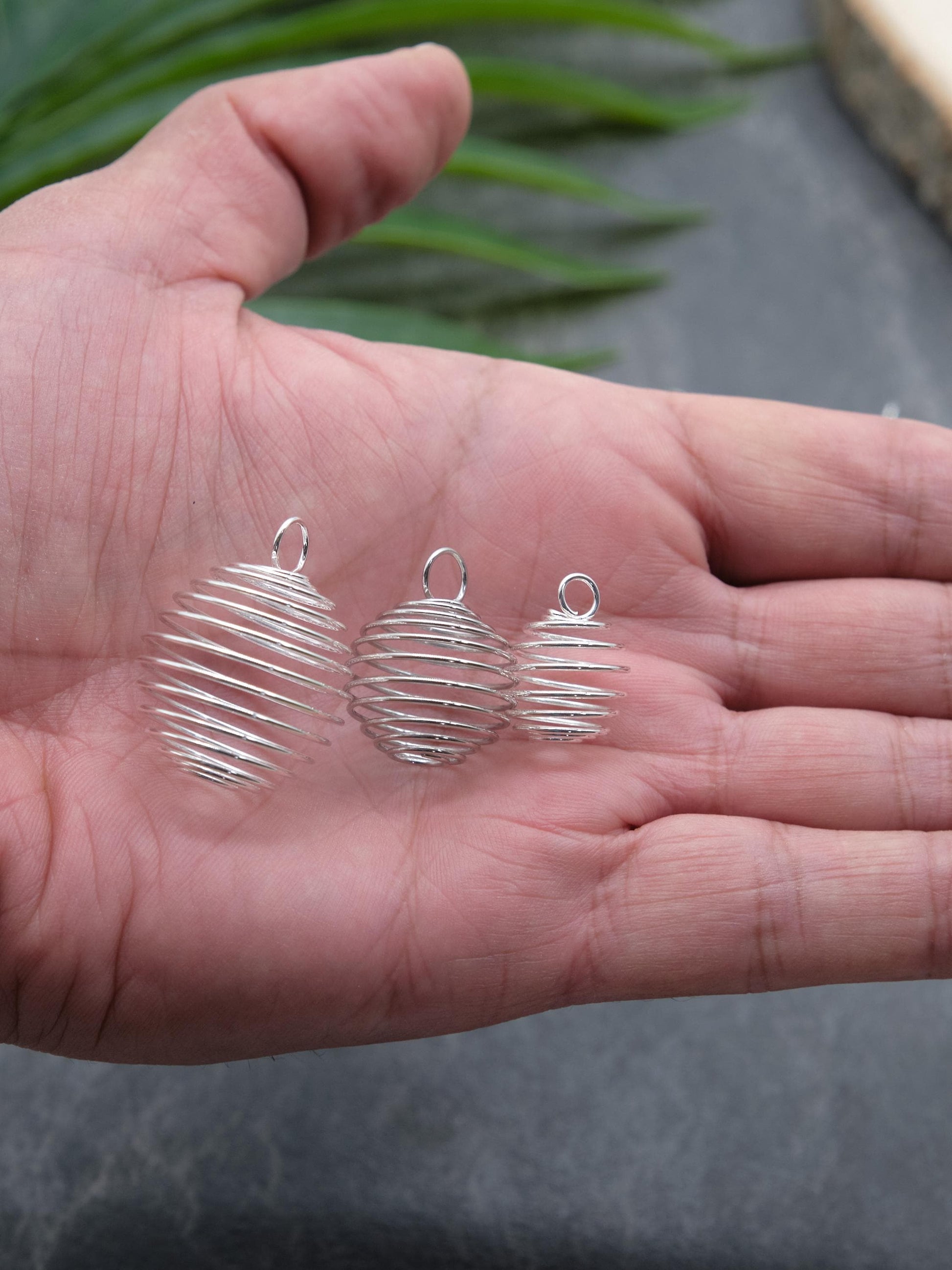 Silver Plated Spiral Cages Crystal Stone Holder  Pure Serenity