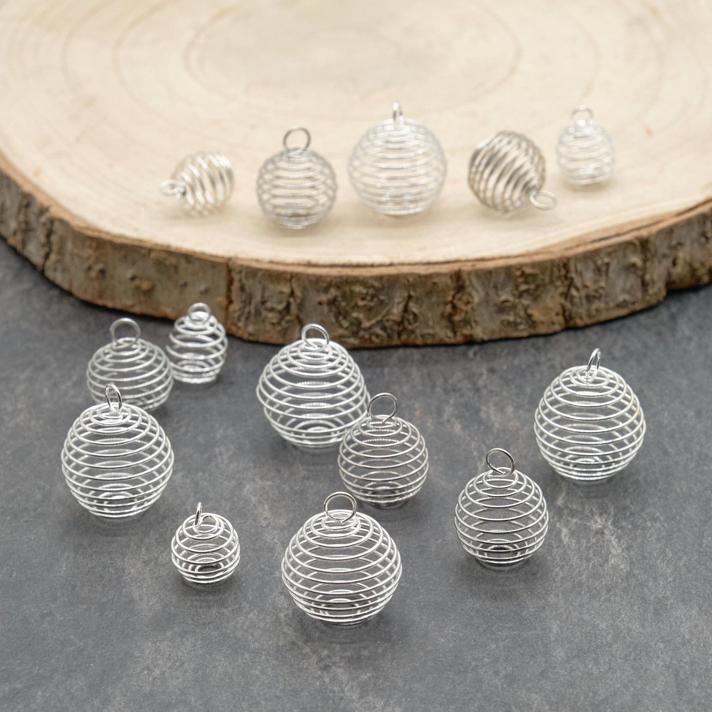 Silver Plated Spiral Cages Crystal Stone Holder  Pure Serenity