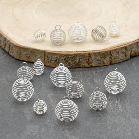 Silver Plated Spiral Cages Crystal Stone Holder  Pure Serenity