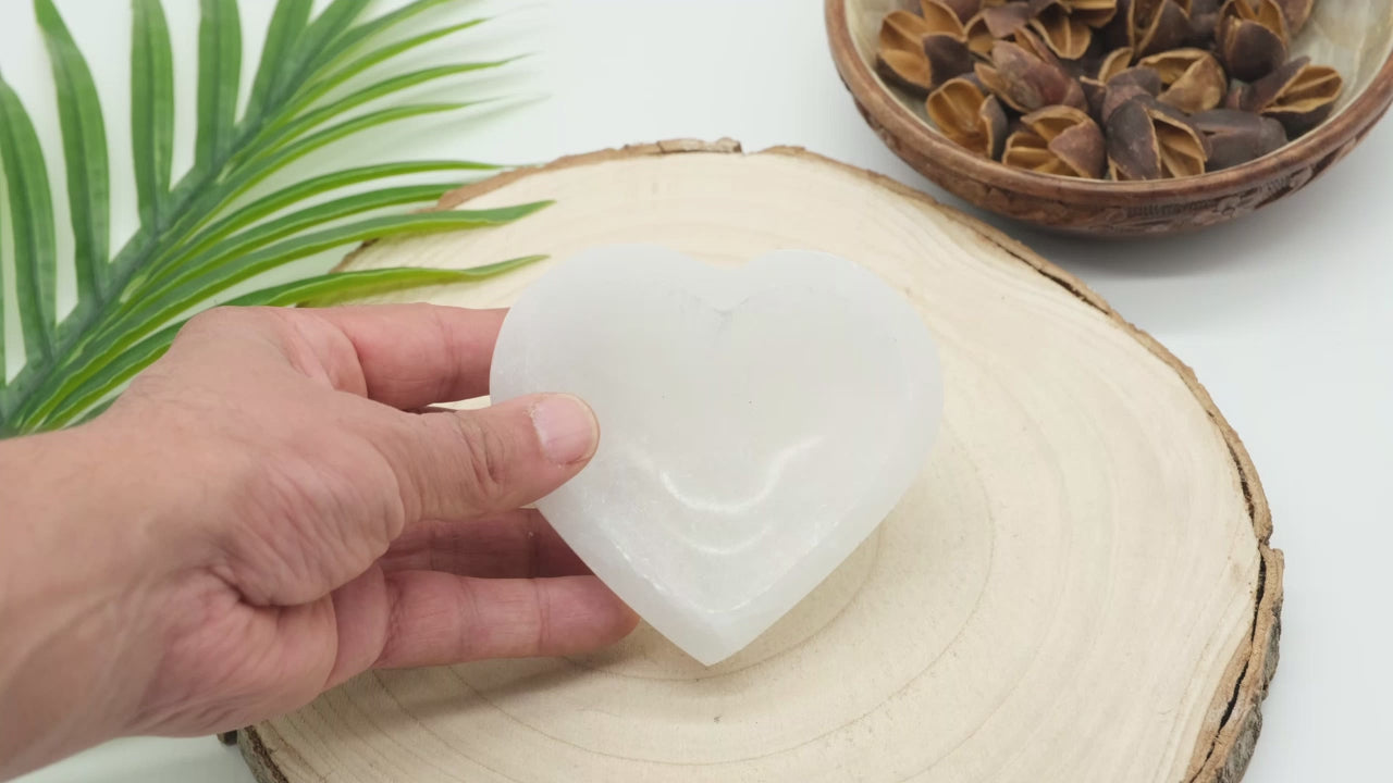 selenite heart charging bowl for cleansing crystals home decor