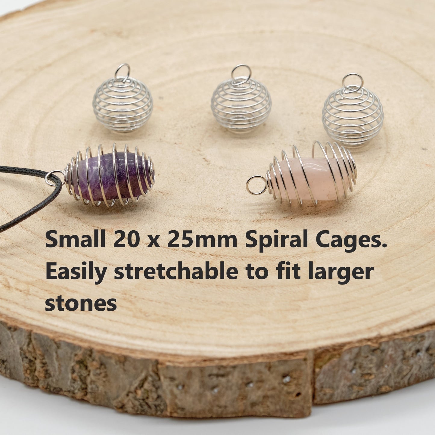 Silver Plated Spiral Cages Crystal Stone Holder  Pure Serenity Small 20 x 25mm 10
