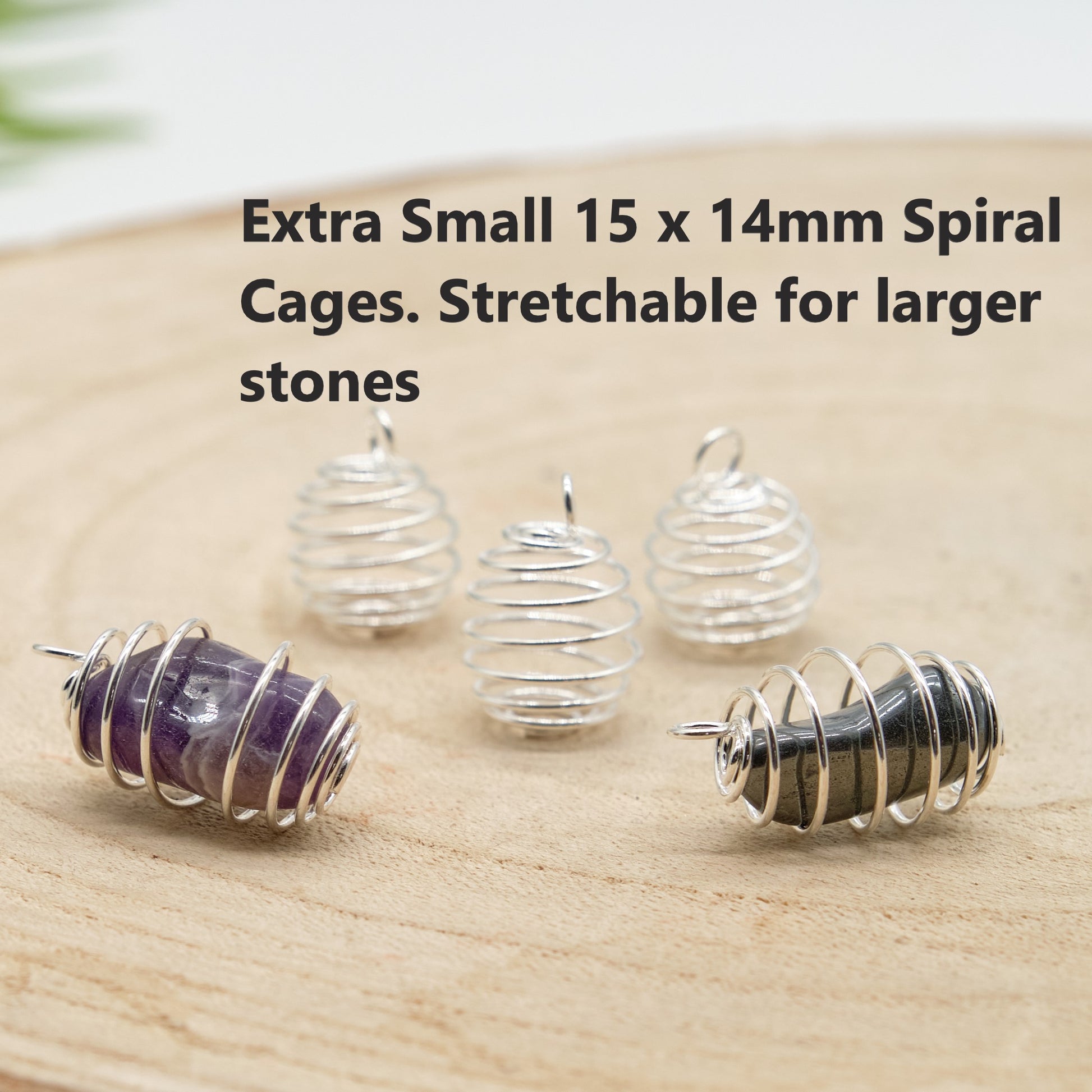 Silver Plated Spiral Cages Crystal Stone Holder  Pure Serenity Extra Small 15x14mm 10
