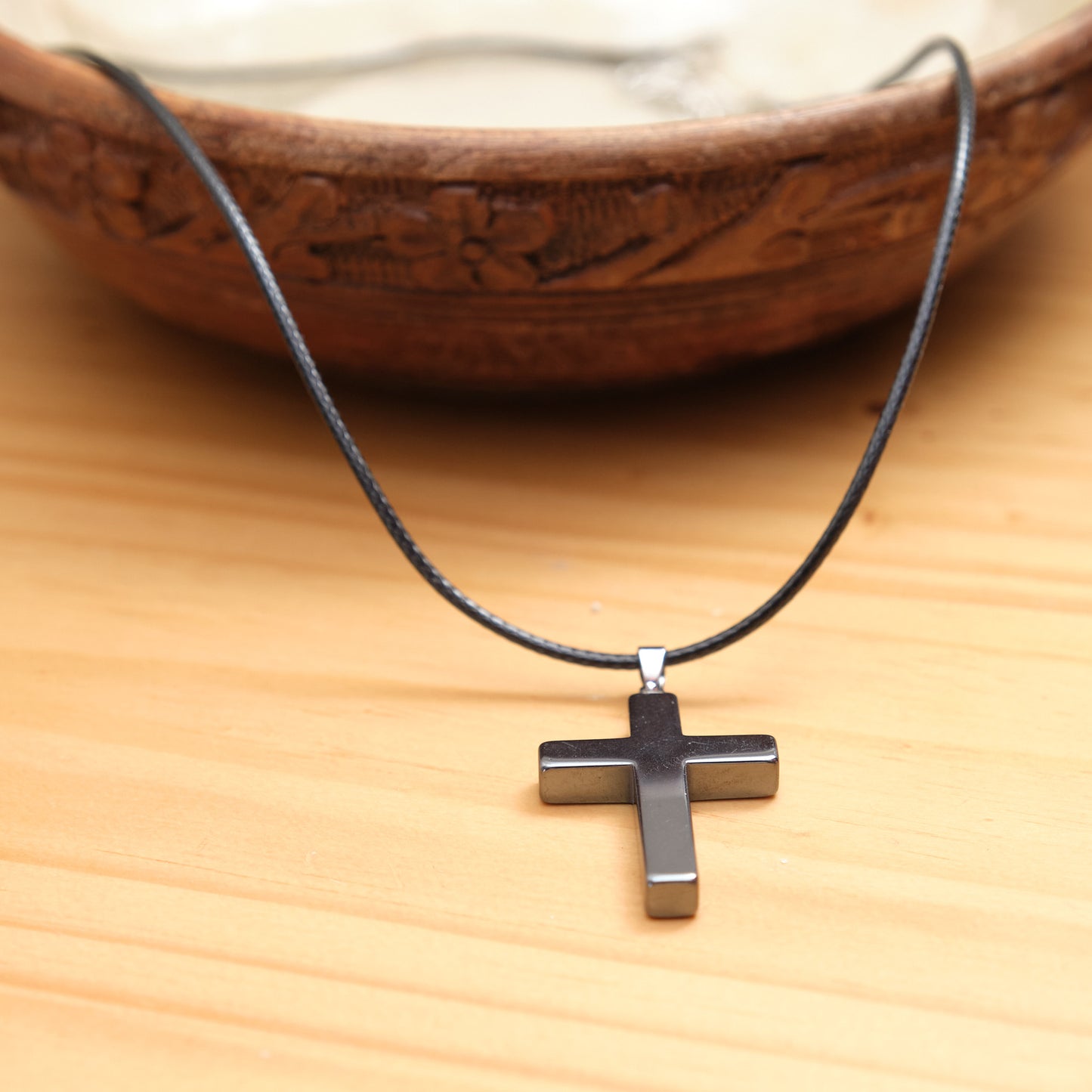 Hematite Cross Necklace  Pure Serenity   