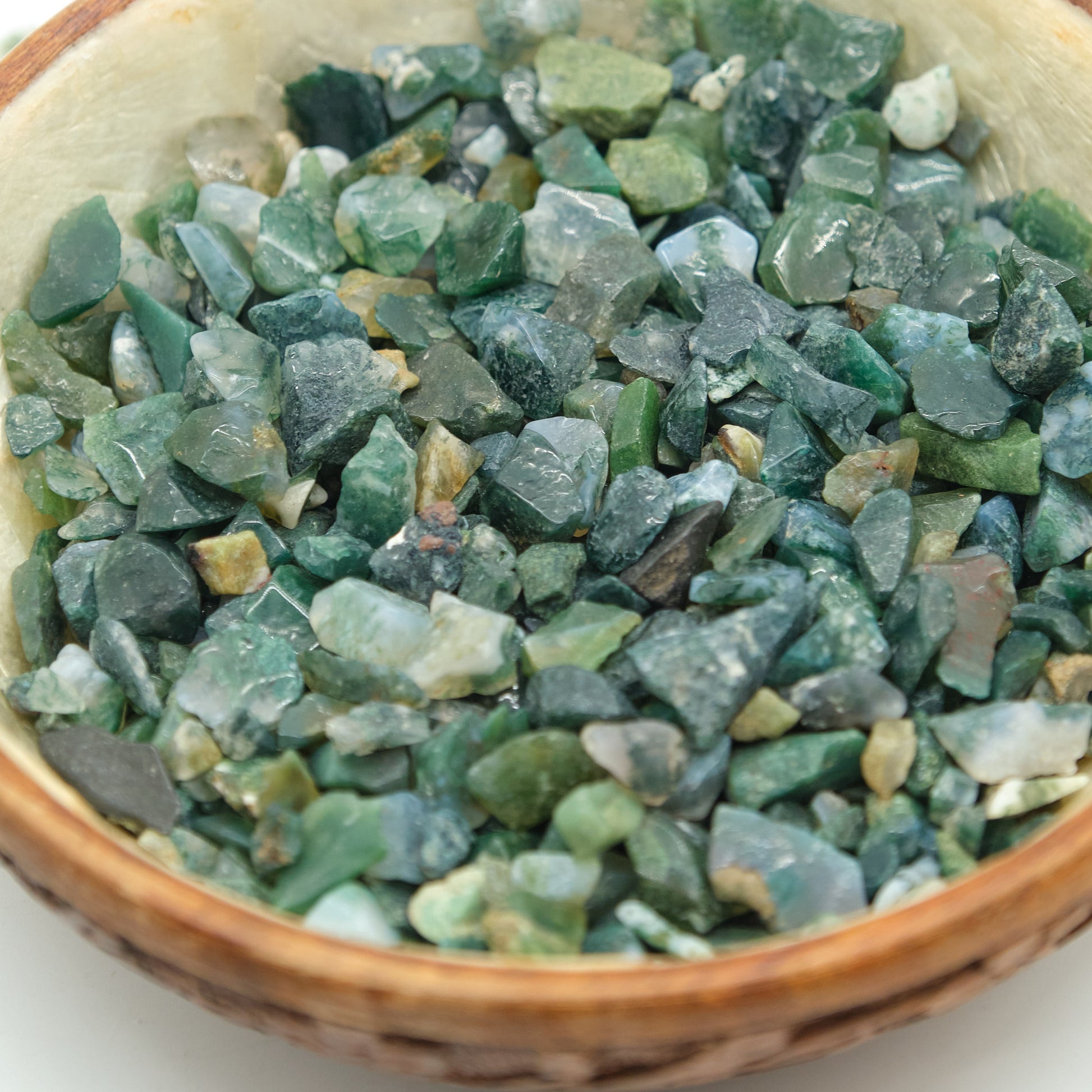 Moss Agate Crystal Chips 2-10mm Undrilled  Pure Serenity   