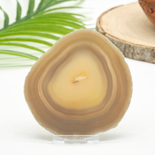 Natural agate slice on a stand