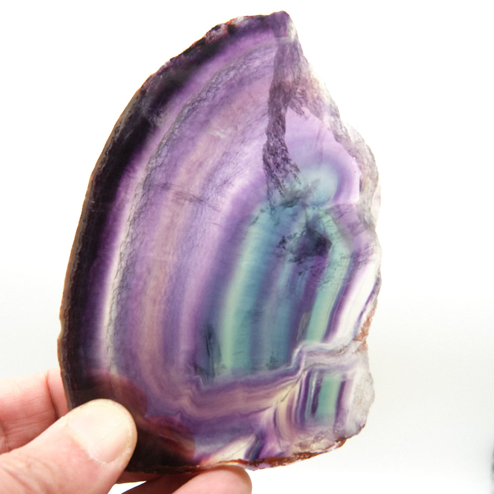 Purple and Green Fluorite Slice With Stand