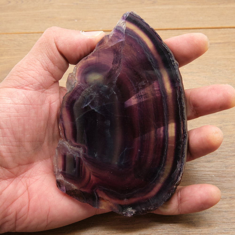 Purple and Green Fluorite Slice With Stand