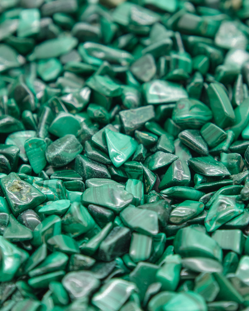 Close-up of green Malachite  decorative stones