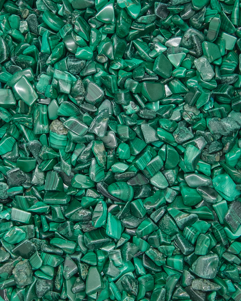 Close-up of green Malachite chips