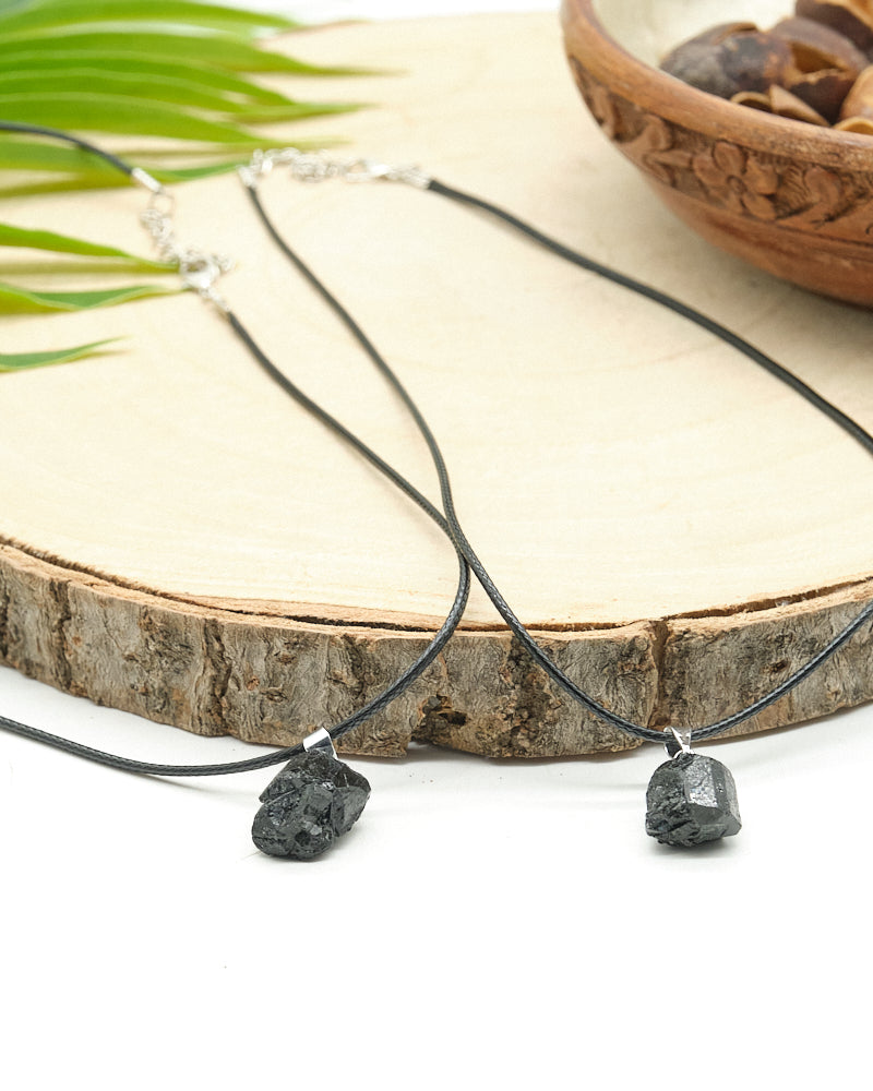 raw black tourmaline pendant necklace 
